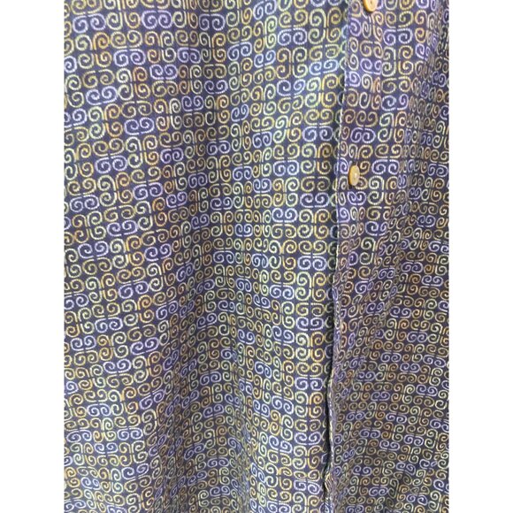 Tori Richard Honolulu XL 100% Cotton Blue with Multi-Color Swirls Collard Shirt - Picture 4 of 4